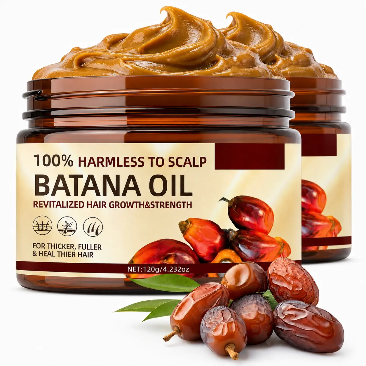 Pure Organic Batana Oil Hair Growth Serum (Dr. Sebi Inspired) - Lightweight Scalp Growth Oil with Coffee Extract, Rosemary, Thickening Regrowth Formula, Keratin for Nourishing, Smoothing, Hydrating, Silky Hair Moisturizer, Hydrate