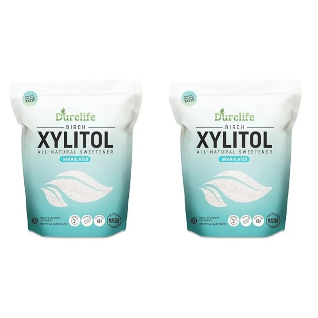 DureLife XYLITOL Sugar Substitute Bulk 2 Pack 100% Pure Birch Xylitol NON GMO - Gluten Free - Kosher, Natural sugar alternative