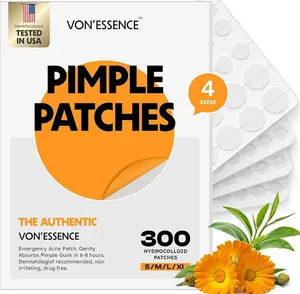 Hydrocolloid Pimple Patches — 300 Count Acne Spot Treatment Stickers (4 Sizes) Invisible Zit Covers for Overnight Healing Facial