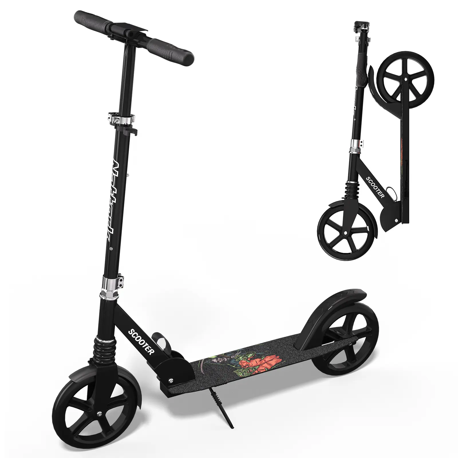 Nattork Safe & Smooth Kick Scooter for 6+ Kids, Teens & Adults - Adjustable Handlebar, Foldable Commuting Scooter with Shock Absorption, 8" PU Wheels, Portable Folding Design, Foldable Scooter, Portable Folding Scooter