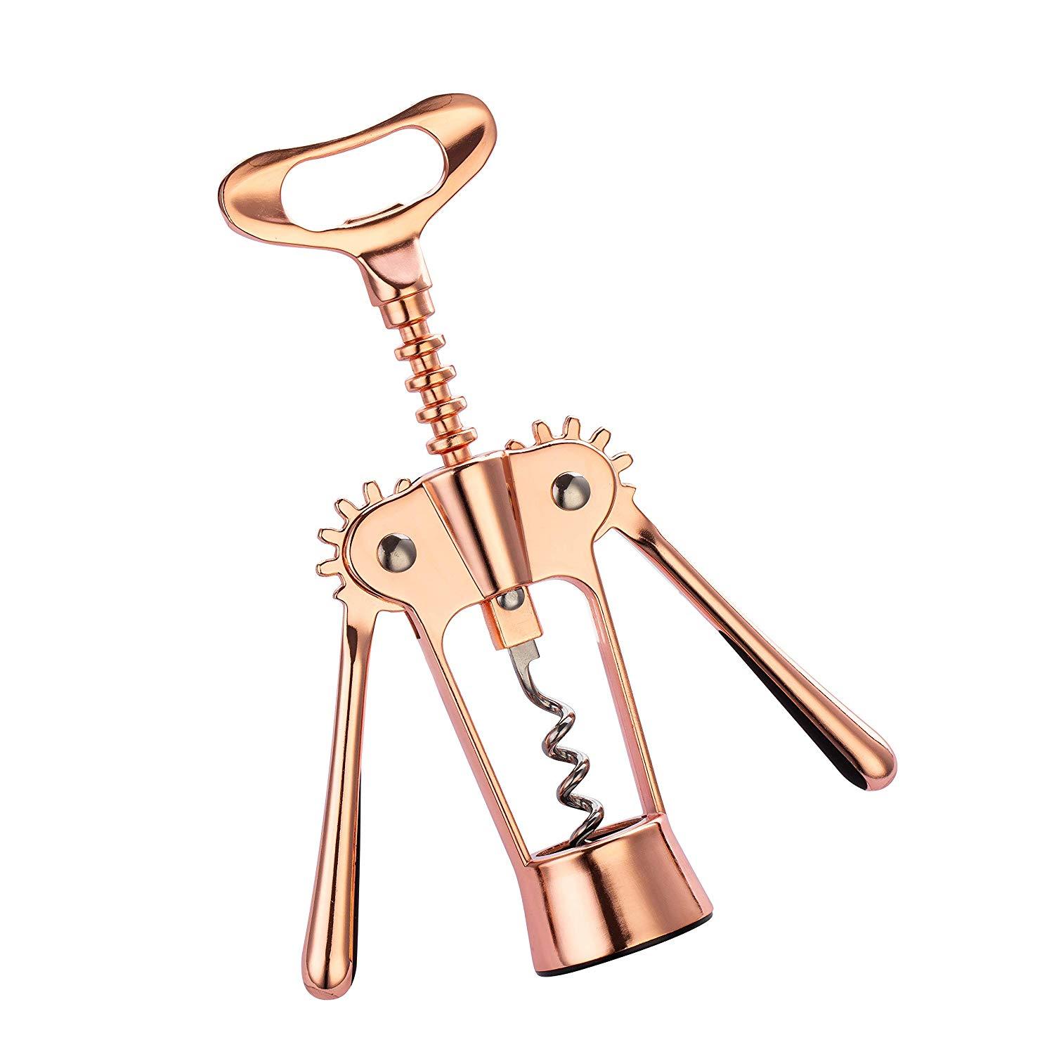 Wing Corkscrew Bottle Opener Godmorn Rose Gold Beer Opener with Wine Pourer, All-in-one Stainless Steel Winged Corkscrew Used in Kitchen Chateau Restaurant Bars