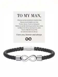 To My Man, Infinity Leather Bracelet Husband Gifts from WifeI Love You Forever and Always Bracelets Boyfriend Anniversary Birthday Christmas Fathers Gifts for Men Son Grandson Exquisite Bracelet
