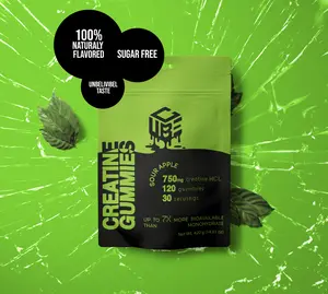 Cubes LAB Creatine Gummies – Sour Apple, 750mg Creatine HCL, 120 Gummies (30 Servings) – 7X More Bioavailable Than Monohydrate, Strength & Recovery Support