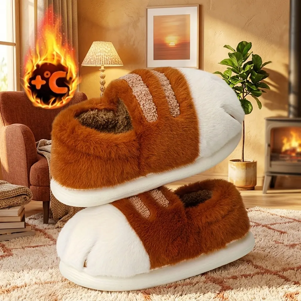 Women's & Men's 3D Cat Paw Design Slippers - Lightweight, Soft, Fluffy Plush Winter Home Shoes, Non-Slip Indoor-Outdoor Footwear