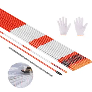 VEVOR Driveway Markers, 500Pcs 48 in Long 1/4 in Dia, Hi-Visibility Driveway Reflectors with 12 in Steel Drill Bits, Reflective Snow Sticks Fiberglass Pole for Parking Lots, Walkways, Snow Plowing