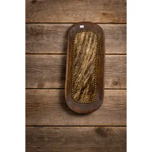 Hand Carved Cowhide Dough Bowl