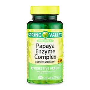 Spring Valley Papaya Enzyme Complex, Chewable Tablets Dietary Digestive Support Supplement, 180 Tablets Healthcare Fitness