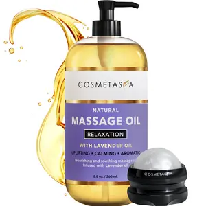 Lavender Relaxation Massage Oil with Massage Roller Ball 8.8 oz