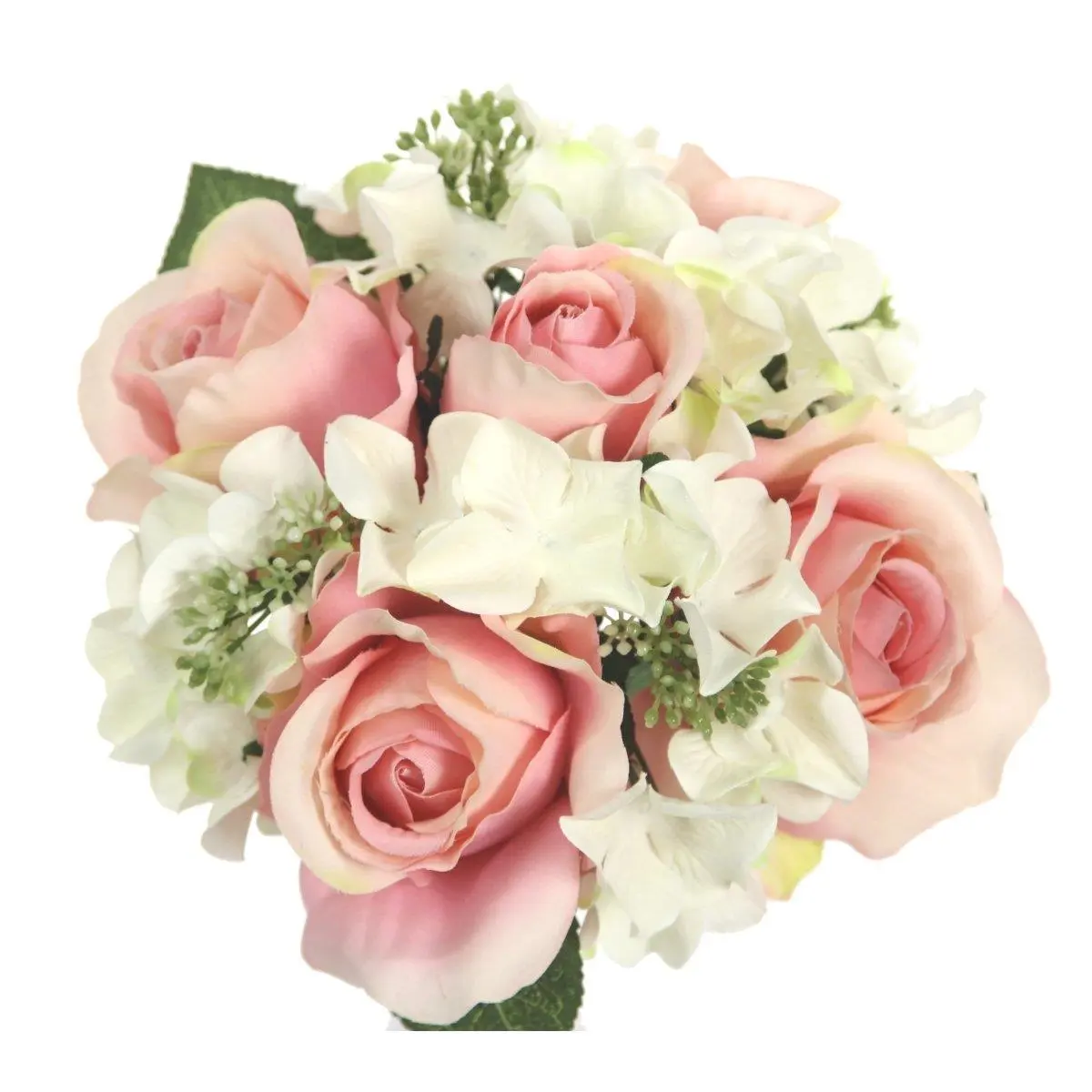 Admired By Nature 9-Stem Synthetic Rose & Hydrangea Mixed Bouquet - 0.6 lbs Blush Pink Decorative Flowers, Hassle-Free Indoor Table/Vase Centerpiece for Weddings, Office (GPB8359-BLUSH)