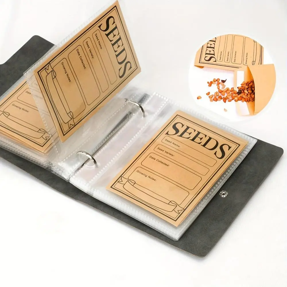 Garden Seed Storage Organizer, 1 Set Seed Organizer Binder with 50pcs Self-sealing Seed Envelopes, Seed Saver Binder, Home Organizer, Divided Compartments, Compartmentalized Organizers, Durable Reinforced Organizer