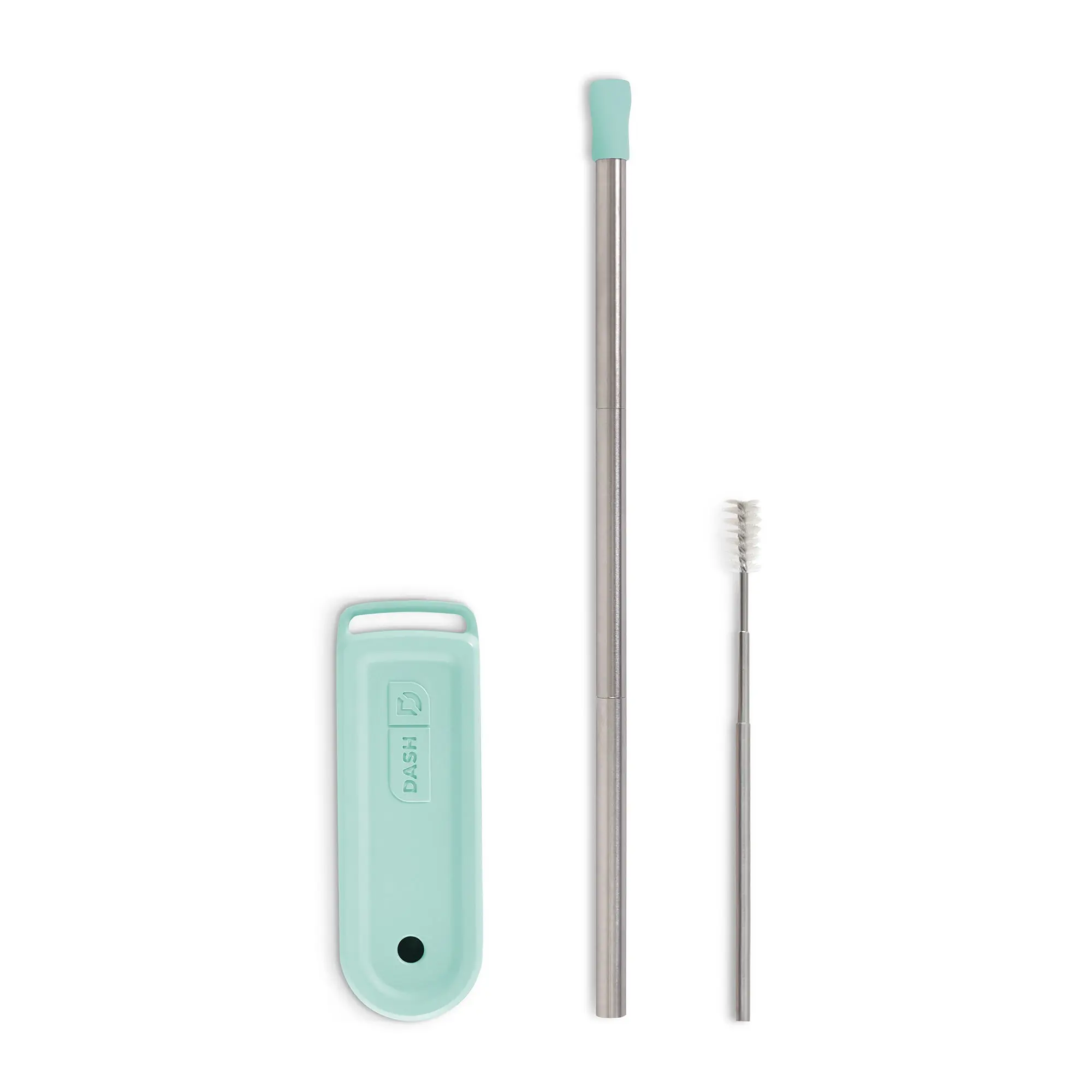 DASH Sustainable Portable Silicone-Stainless Steel Straws - 9.5" Length, 24oz Capacity, Magnetic Hold Beverage Utensils for Stirring Thick Drinks, Ideal for Traveling Kitchenware/Bar Use
