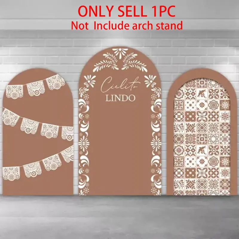 Cielito Lindo Terracotta Arch Covers Stretchy Backdrop Decorative Banner – Papel Picado & Talavera Tile Design, Perfect for Mexican Fiesta & Theme Party Photo Backdrop, Party Decoration Supplies