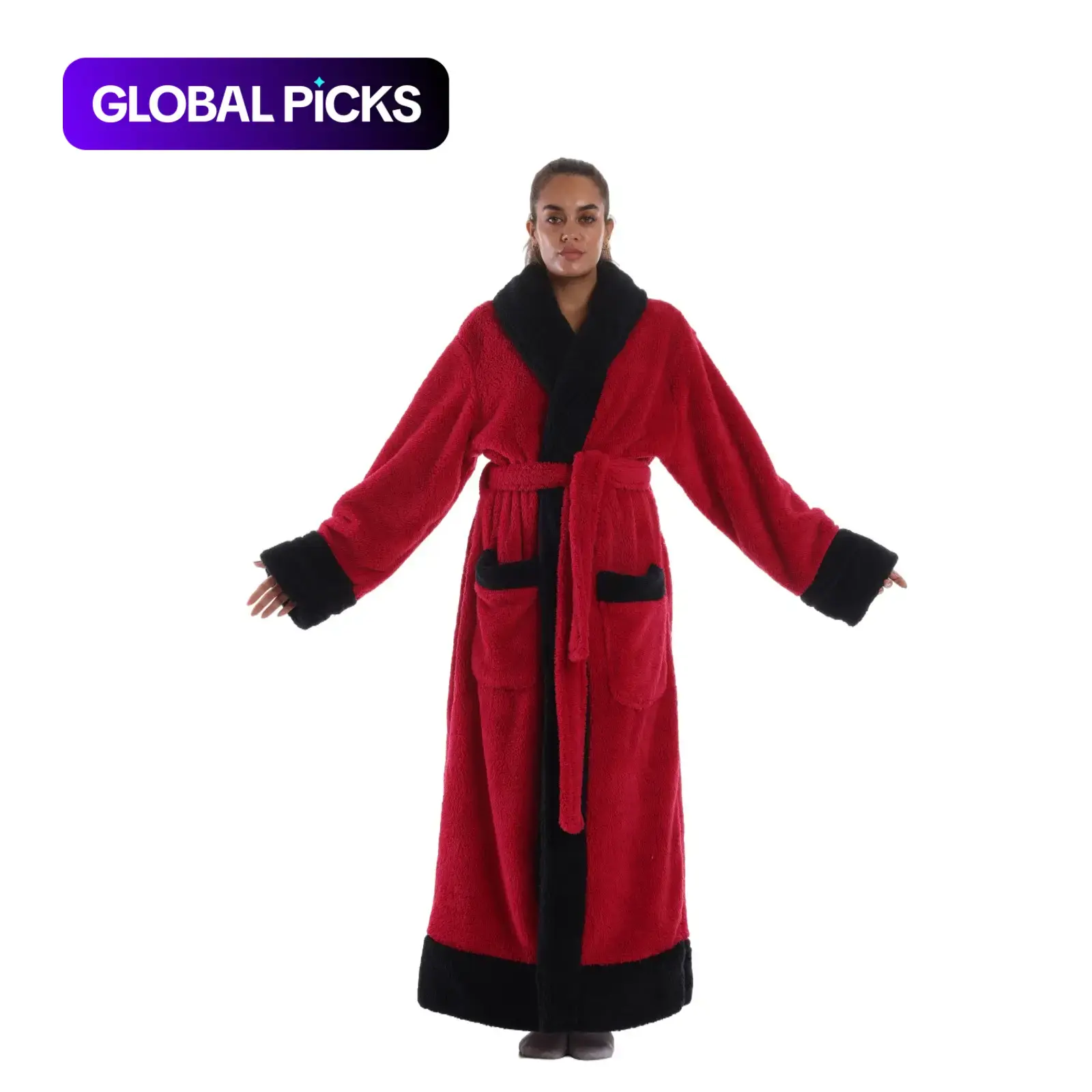 Winter Warm Soft Wearable Blanket Bathrobe, Unisex Fleece Home Sleepwear Jacket with Long Sleeves and Pockets, Hand Wash, for Indoor & Outdoor Use #GLOBAL PICKS