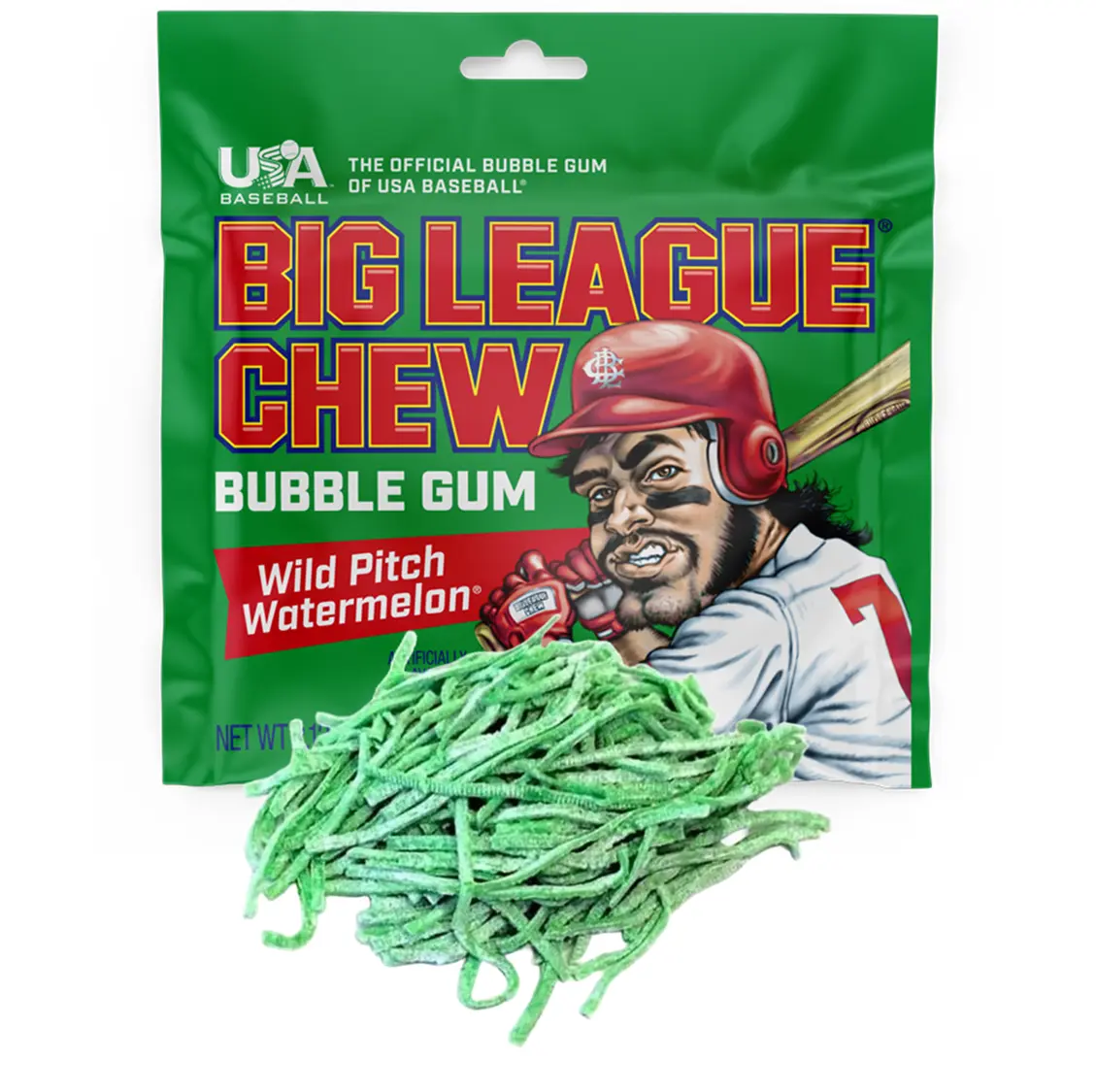 Big League Chew Chewing Gum Snack - Wild Pitch Watermelon Flavor - 2.12oz Sugar-Infused Pack