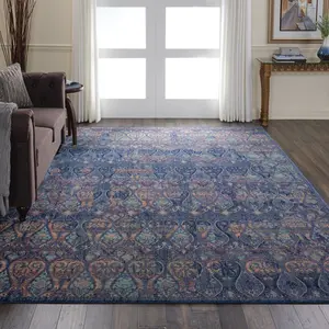 Nourison Global Vintage Moroccan Ombre Area Rug, Geometric Multicolor Oversized Casual Rug for Various Room Types