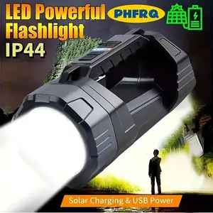 Multifunctional LED Solar Flashlight, Portable Rechargeable COB Torch, Dual Light Modes, USB Charging, Super Bright Flashlight, Camping Fishing Accessories