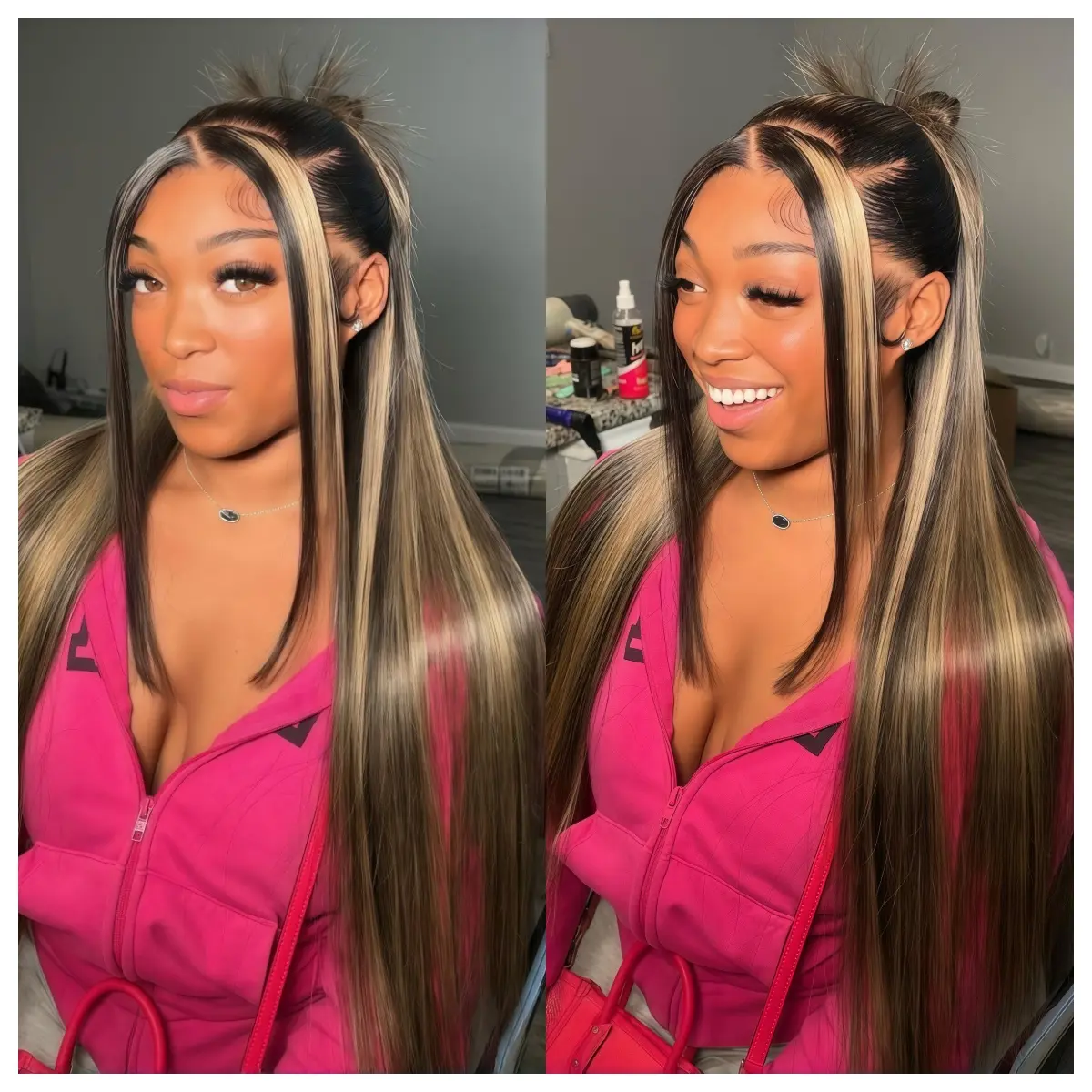 Blonde Highlight Wig Human Hair 13X4 13x6 Straight Lace Frontal Wig Human Hair Wigs 12A Grade Quality Hair Pre-Plucked 180% Density Pre-Plucked Transparent Lace Front Wig Human Hair For Women, Heat Resistant