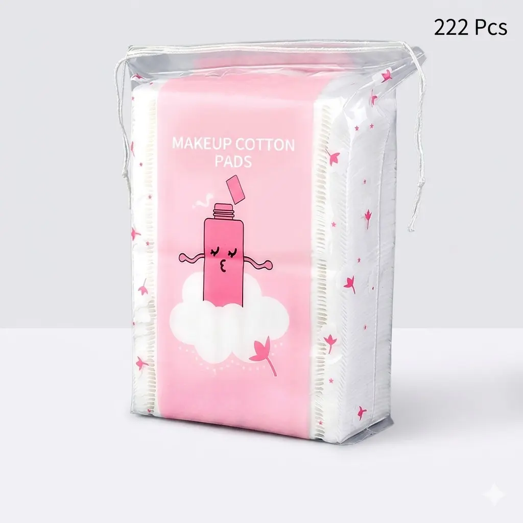 Smooth Cosmetic Makeup Cotton Pads Pack, 222-Piece Soft Cotton, Easy-to-Grip, Ideal for Facial Makeup Wipe and Daily Skin Cleansing