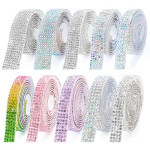 Rhinestone decorative sticker tape, glitter crystal sticker tape - DIY decorative strips, DIY jewelry accessories, car and fabric decoration, crafts, colorful artificial diamonds