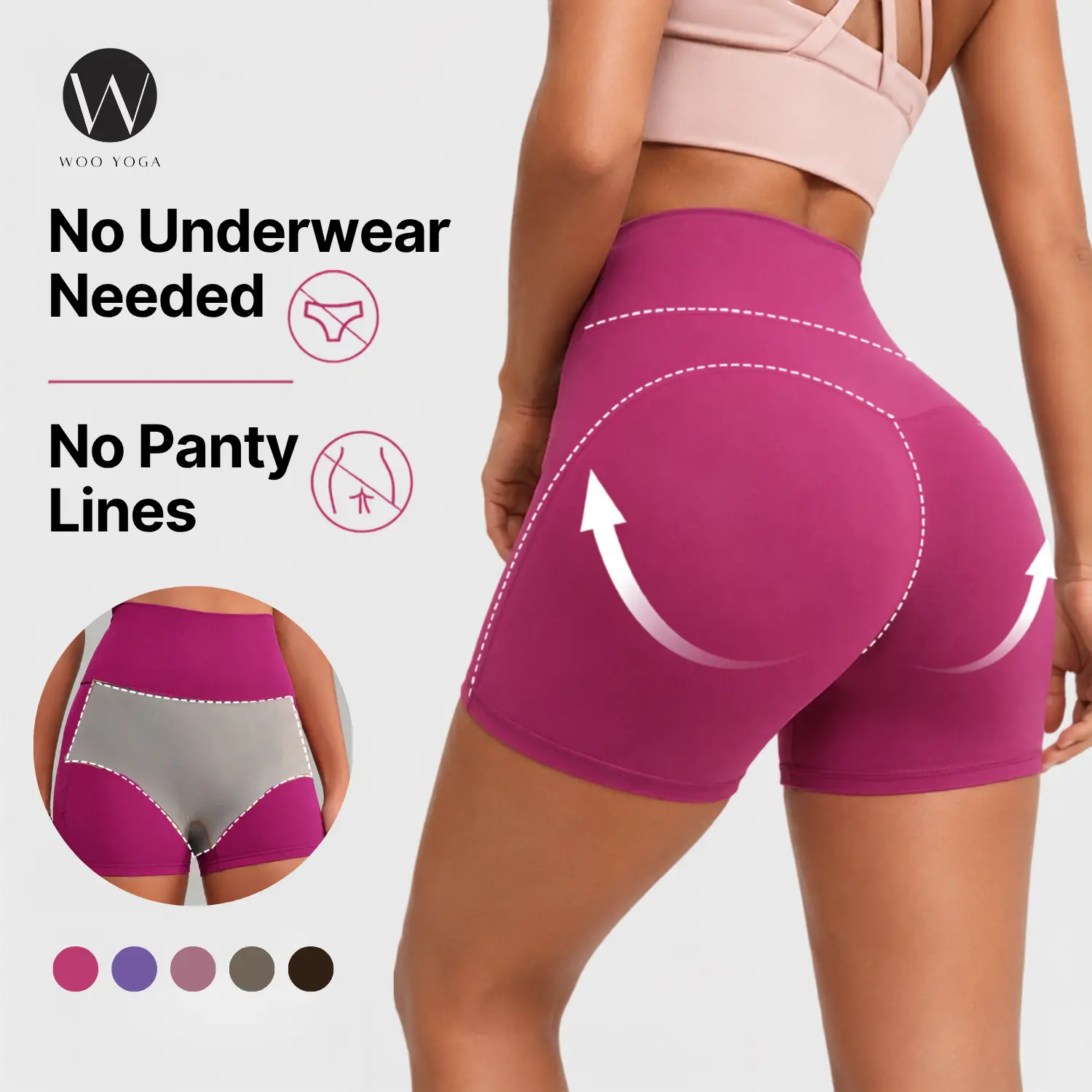 WOO YOGA Built-in Liner Workout Shorts, Sculpt High Waisted Biker Shorts, Built-in Underwear Tummy Control Butt Lifting Yoga Shorts, Women's Soft Stretch Gym Sports Shorts, Breathable Activewear for Gym & Running, Sports & Outdoor 2-in-1 Gym Shorts