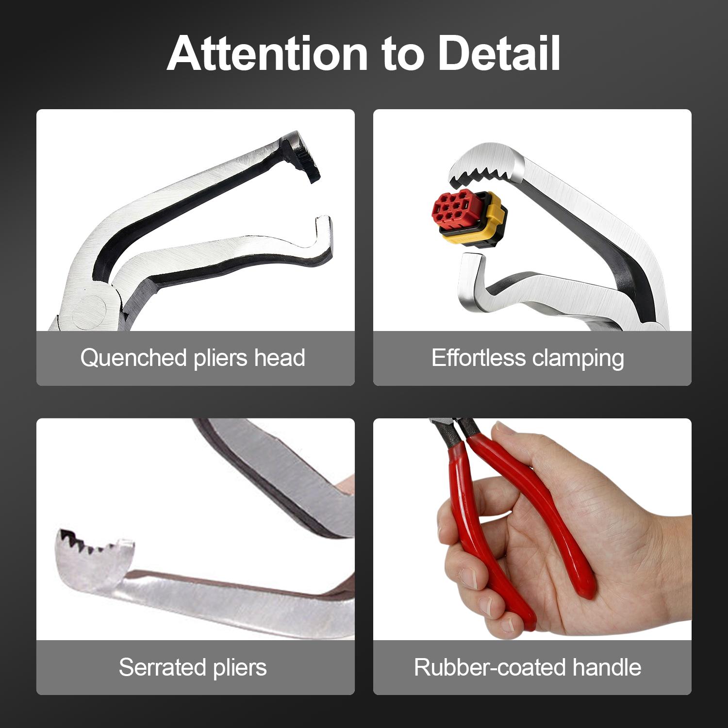 DABATR Electrical Disconnect Pliers, 60 Degree Bent Automotive Connector Pliers, Electrical Connector Removal Tool for Car, Automotive Hand Tools for Push Tab Style Plugs