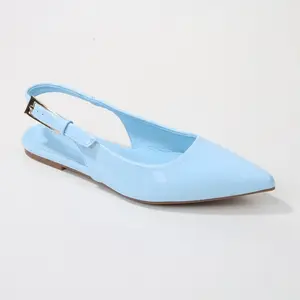 Berness Women's Caitriona Glossy Pointed Toe Slingback Flats Blue 11