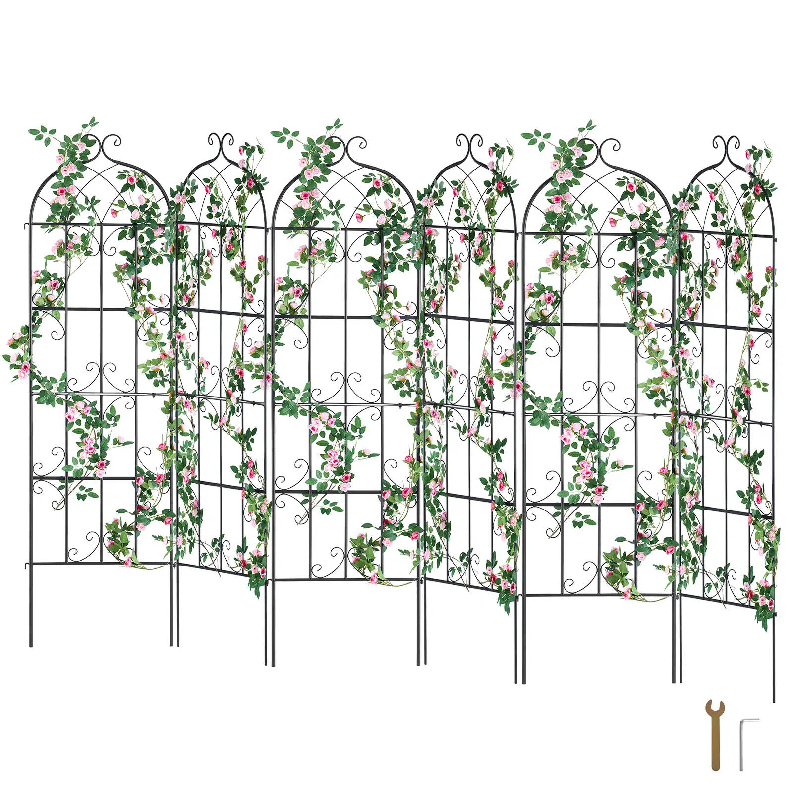 【summerfinds】VEVOR Q195 Steel Rustproof Garden Trellis (6 Packs, 71x20 in) - Father's Day Gift, Chic Look Outdoor Plant Support, All-Weather Durability, Hassle-Free Setup for Climbing Plants, Courtyards, Chic Aesthetic