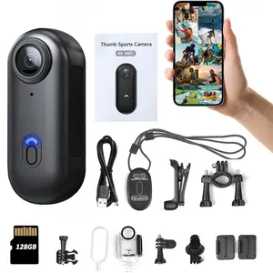 NUISK 128GB 4K Thumb Action Camera, Ultra-Compact 4K Ultra HD Sports Cam, IPX7 Waterproof, Magnetic POV, Hands-Free, Portable Body Cam for Bike Cycling & Vlogging