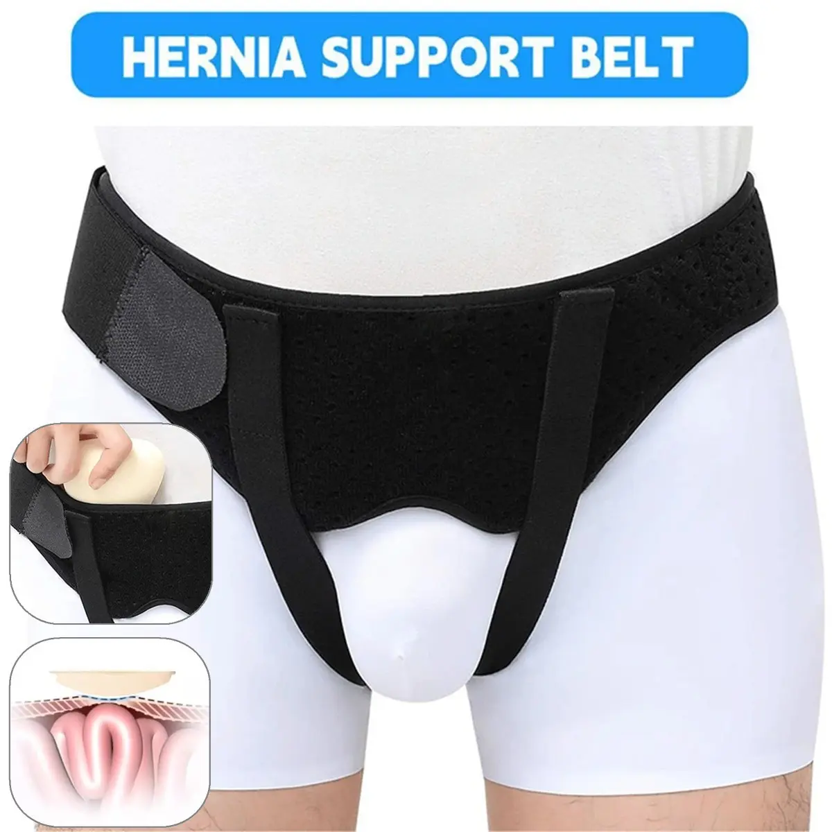 1 Postoperative Hernia Belt, Featuring an Arched Design and Hernia Zone Technology - Heavy Compression, Suitable for Hernia Repair, Inguinal, Umbilical, and Umbilical Hernias, Hernia Surgical Grade Belt (Machine Washable) - Available in Black and White