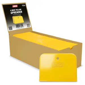 Lauco Auto Body Filler Yellow Spreaders (50-Pack, 4") - Reusable Plastic Car Body Repair Tools for Automotive Fillers, Putties, Glazes - Easy Application