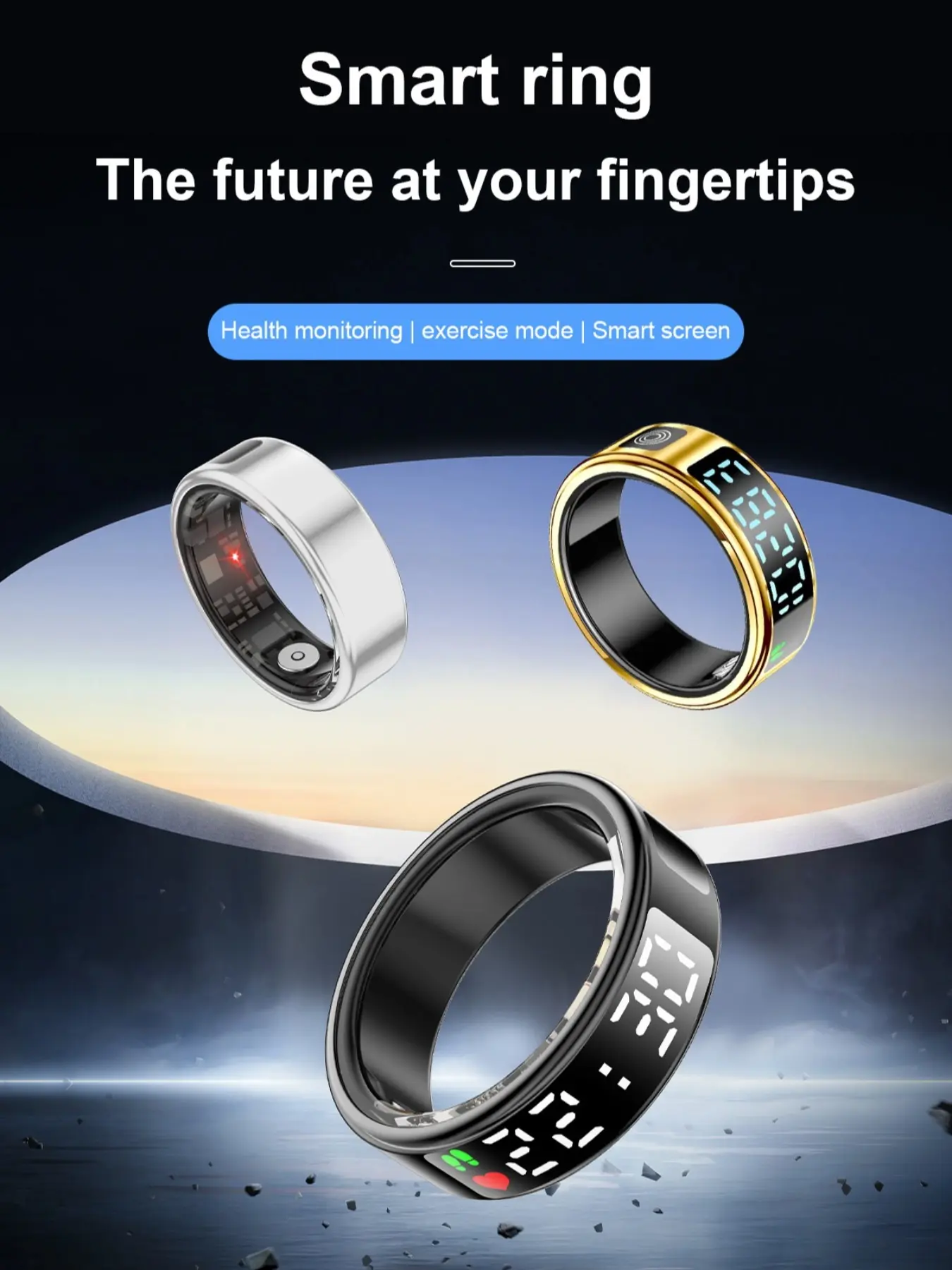 New smart ring with digital display, high-end fashion, monitors heart rate, blood oxygen, sleep, and health during exercise. Outdoor sports triple-proof health ring, a caring gift for yourself or loved ones.