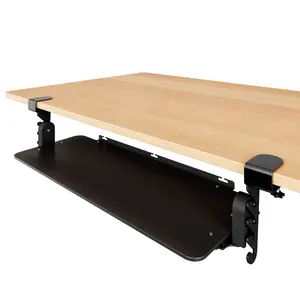 KT4 Clamp On Keyboard Tray Under Desk Slide -Height and Tilt Adjustable Keyboard Tray Desktop Under Desk Keyboard Tray Slide Out computer keyboard stand for desktop keyboard drawer under desk keyboard holder for desk pull out keyboard tray under desk