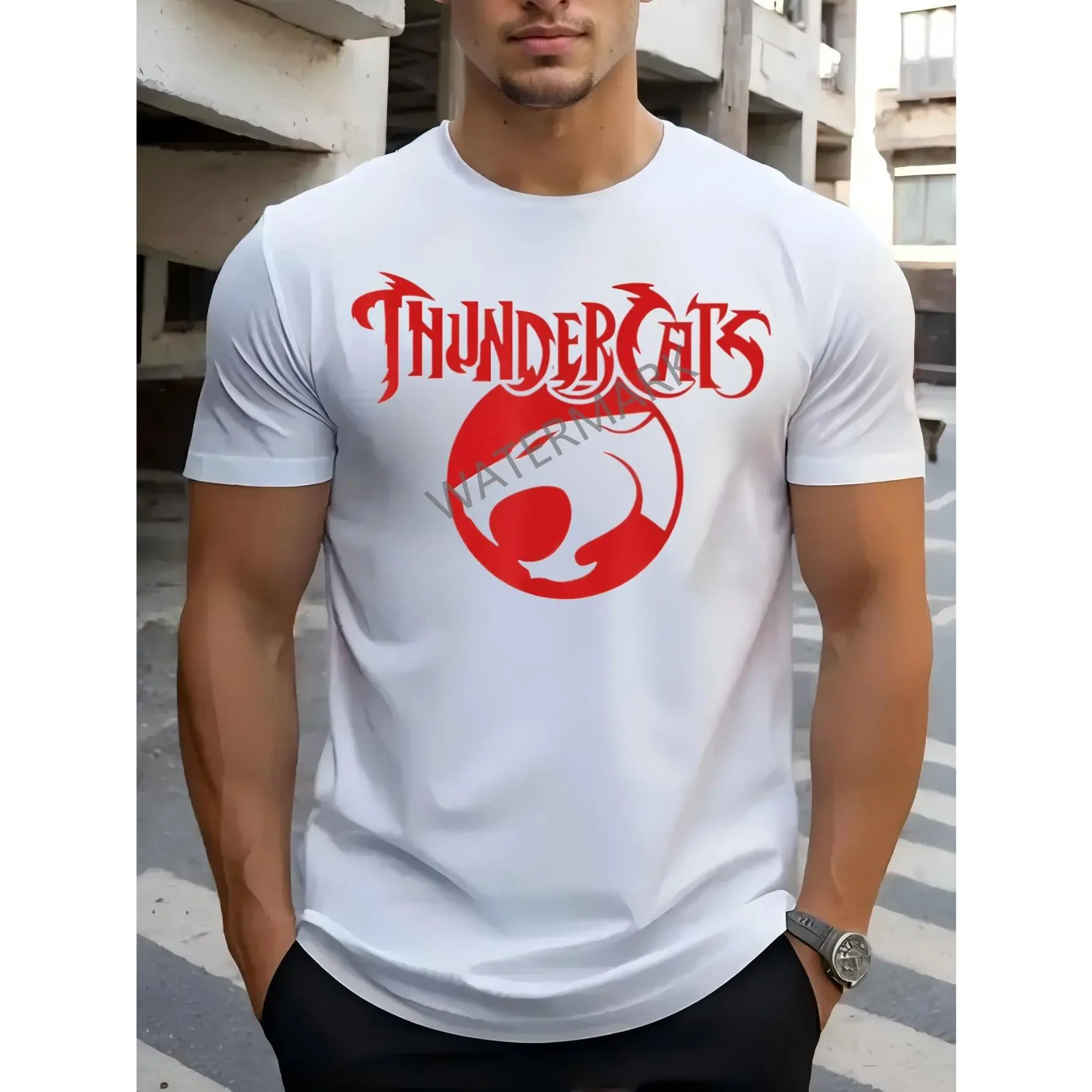 Graphic Thundercats - Men's Casual Cotton T-Shirt - Knit - Slightly Stretchable Fabric - Comfortable And Breathable - Fashionable And Versatile - Suitable for Everyday Outdoor Wear - Short Sleeve T-Shirt