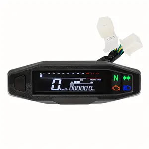 12V Universal Motorcycle LCD Speedometer Gauge - Digital Odometer, 0-12000 RPM, Fuel Display, Waterproof for Street Bikes, Sport Bikes, Quads, ATV Dual Sport