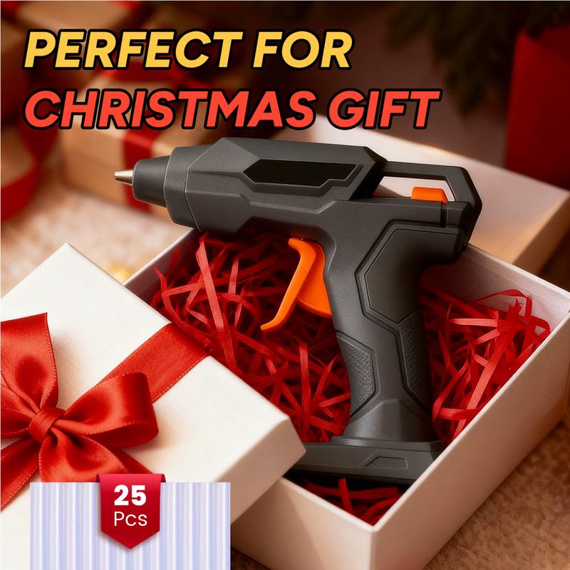 【Christmas Essentials】GoGonova Wireless Glue Gun Set with 25 Mini Adhesive Sticks - USB Type-C Rechargeable, Anti-Dripping, Ergonomic Handle, 2Ah USB Type-C Power Cell