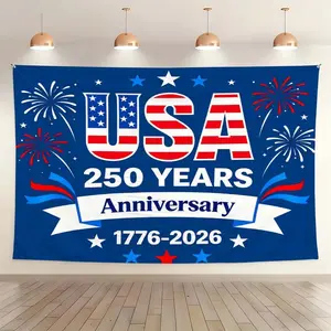 1PC USA 250 Years Anniversary Tapestry Wall Decoration Fabric for Independence Day Celebration Living Room and Bedroom Atmosphere Enhancement Fireworks Pattern for Daily Gatherings and Festive Home Decor