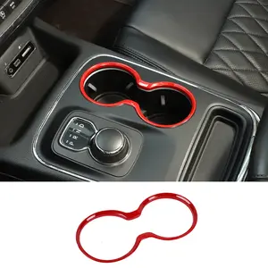Gear Shift Cup Holder Cover Trim for 2011-2021 Jeep Grand Cherokee, Red Color Sticker with Black Carbon Fiber Finish, Car Accessory, Automotive Interior Sticker That Enhances Interior Look Car Decorations