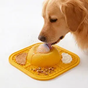 2-in-1 Slow Feeder Dog bowl & Lick Mat , with Rolling Ball, dog licking bowl,Less Splash and Suction Cup Base, Anxiety Relief and Mental Stimulation, Bone Broth Yogurt Feeder, All Dogs & Cats