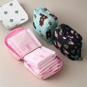 Cartoon Pattern Sanitary Pad Storage Bag, Portable Menstrual Pads Organizer, Small Zipper Bag for Outdoor Travel, Space Saving Home Organization, Space Saving Bags, Storage Pouch