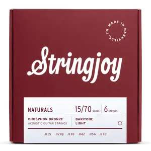 Stringjoy 15-70 Baritone Light Gauge Naturals - Phosphor Bronze Acoustic Guitar Strings