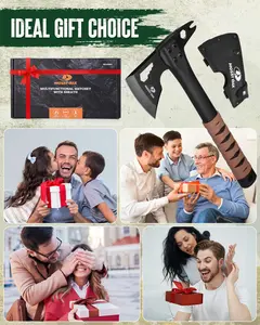 MOSSY OAK 12" Camping Axe and Survival Hatchet with Sheath, Compact Outdoor Multitool Hatchet with Hex Wrench Slots, Non-Slip Dual-Color Handle, Small Camping Gear for Hiking, Chopping, Hunting