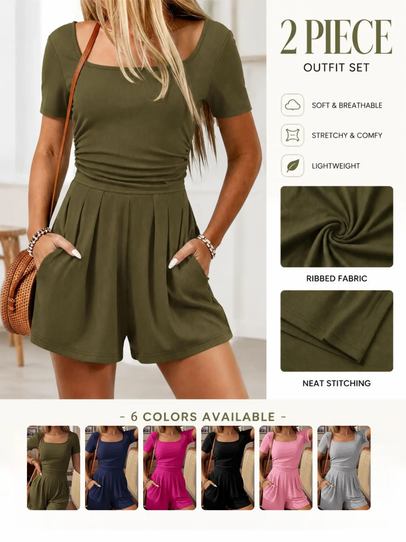 Summer New Comfortable Polyester Fitted Short Romper for Women, Casual Office Wear