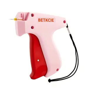 BETKCIE Portable Mini Handheld Sewing Machine for Clothing Repair, Hard Plastic DIY Tailoring Fabric Tool, Sewing Supplies Crafts, 2000 Pins, 1000 Black & White Fasteners, 6 Fine Needles, Pink Ergonomic Design