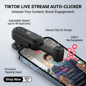 Rechargeable Auto Touch Smart Tapper Auto Clicker for iPhone Android, Adjustable Speed Device for TikTok Live Stream Likes & Social Media Tasks