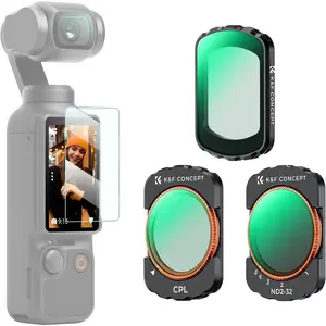 K&F CONCEPT 3-Pack Camera Filter Kit for DJI Osmo Pocket 3 - Magnetic CPL, Black Diffusion 1/4, ND2-32 Filters, HD Multi-Coated Optical Glass Photography Camera Accessories, Video Recording Accessories