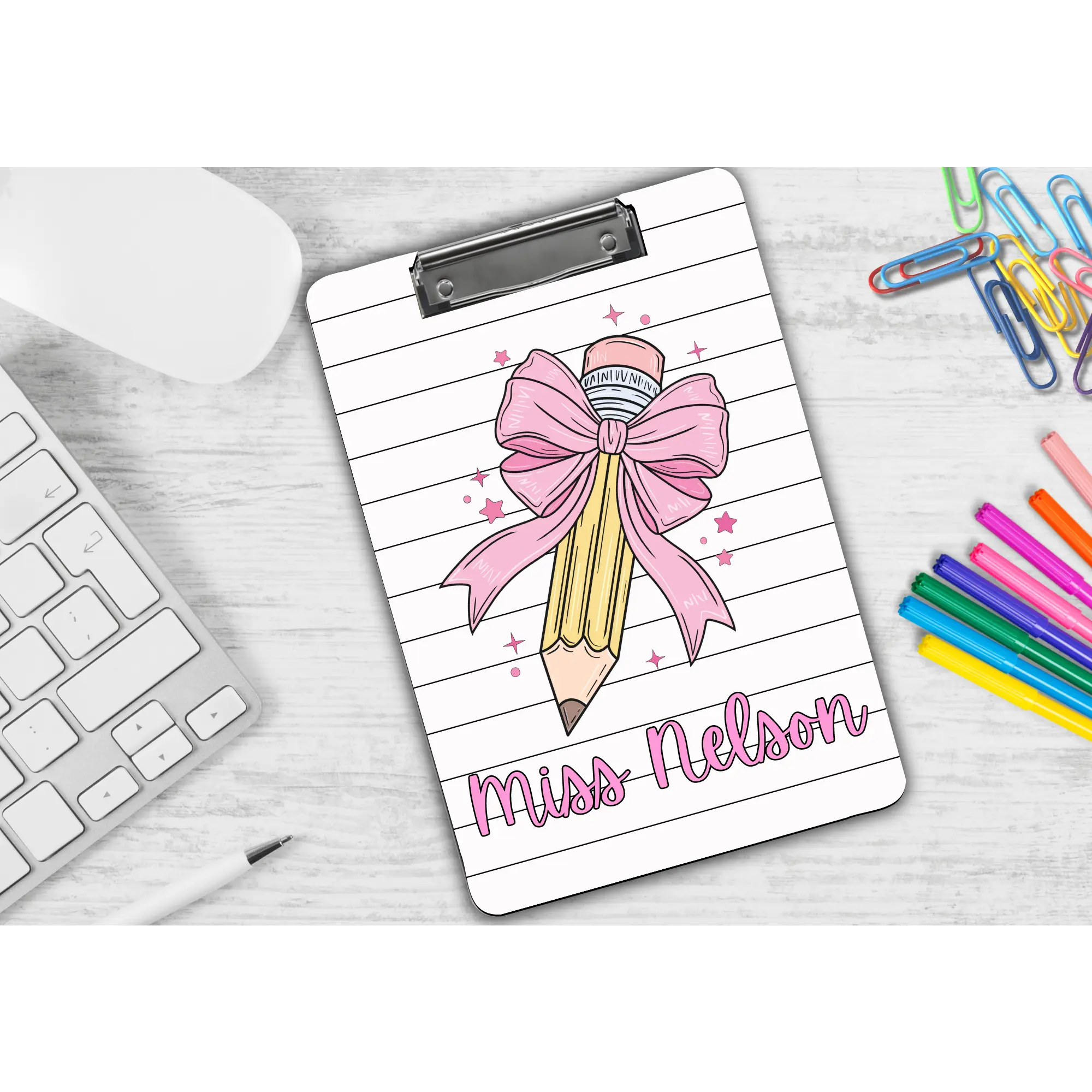 Personalized Teacher Clipboard – Sublimation, Custom Name, Colorful Classroom Gift