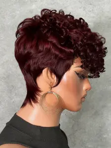 Urban Edge Wave Pixie Human Hair Wig with Curls, Short Bob Wigs, Full Machine Made,Mullet Wigs for Women, Pixie Cut Wig, Curly Wig