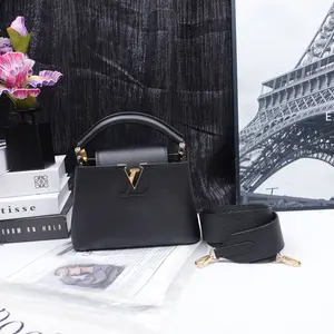 Pre-owned Louis Vuitton Calfskin Shoulder Bags Capucines Black Shoulder Bag T10185208