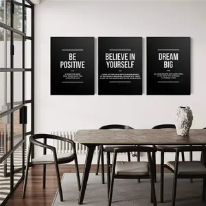 3 pieces of inspirational wooden framed canvas paintings with the message 'Believe in your dreams', motivational wall art for study and office, living room decoration, bedroom home decor