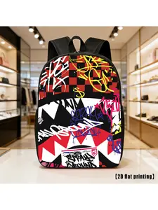 Lightweight Large-Capacity Unisex Casual Printed Backpack with Adjustable Shoulder Straps & Side Pockets - Laptop Bag Suitable for Hiking, Commuting, Travel,,, Frame for Outdoor Adventures, Laptop Carrier, Trendy Backpack